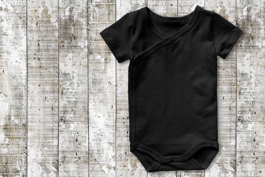 Baby Bodysuit mockup black front Product display