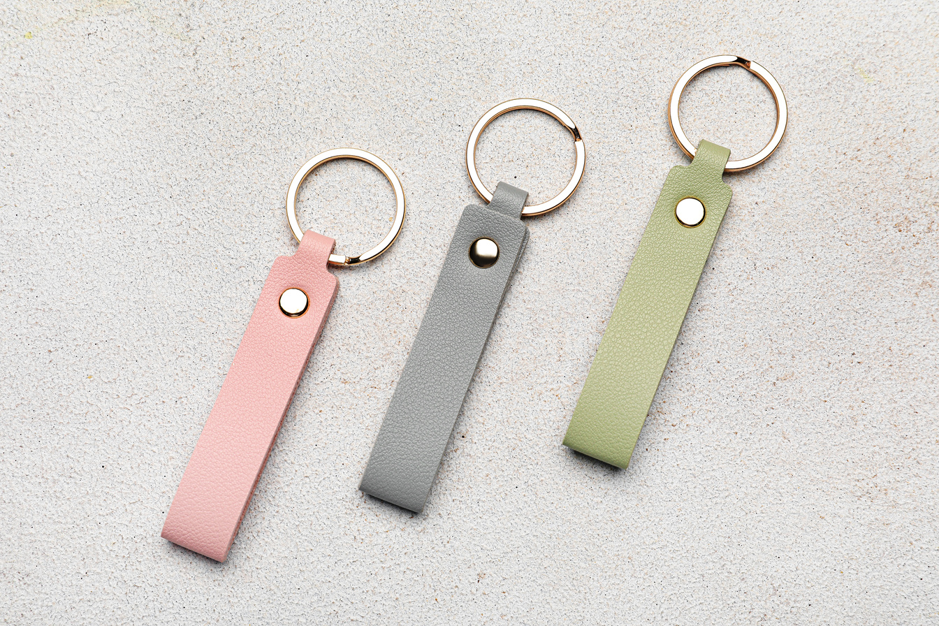 Leather Keychains on Light Background